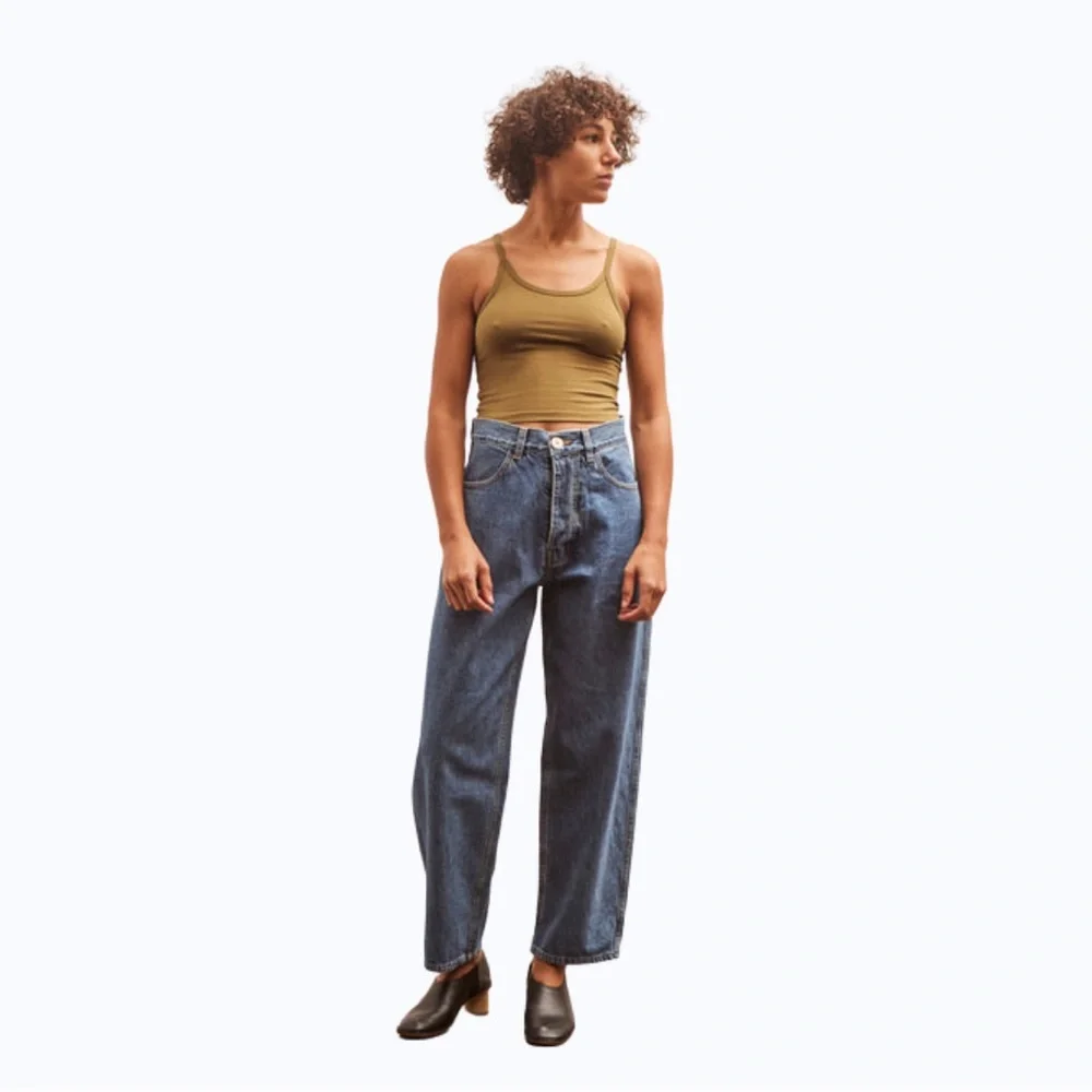 ARQ Olive Green Tank Top Organic Cotton Stretch Crop Cami Size Small - Picture 4 of 9